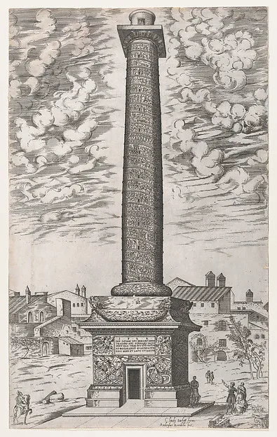 Ambrogio Brambilla, Trajan's Column, from "Speculum Romanae Magnificentiae"