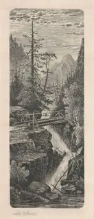 Carl Christian Brenner, Waterfall, Rocky Mountains