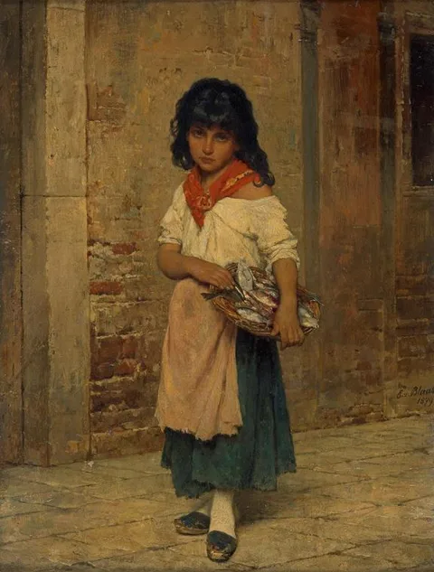 Eugene de Blaas, Girl with fish