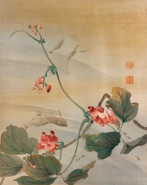 Mori Kansai, Arrowroot Vine, Shrimp, and Fish