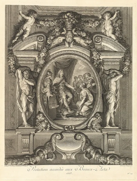 Louis Surugue, Protection accordée aux beaux-arts 1663 (Protection Accorded to the Fine Arts 1663) [pl. 24]