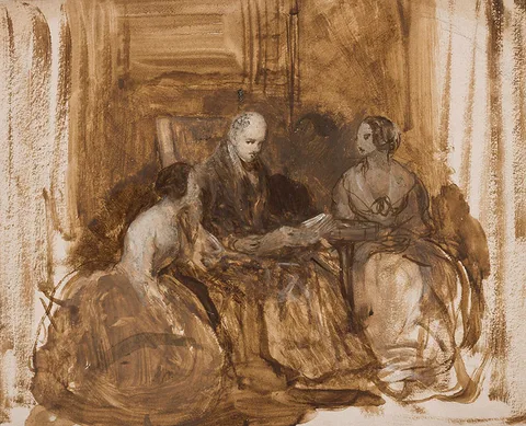 Frank Stone, Samuel Rogers (1763-1855) with Caroline Norton (1808-1877) and Maria-Louisa Phipps (d.1888)