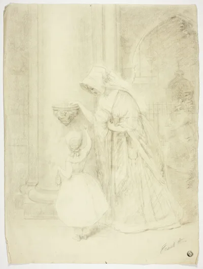 Frank Stone, Lady and Girl in Church