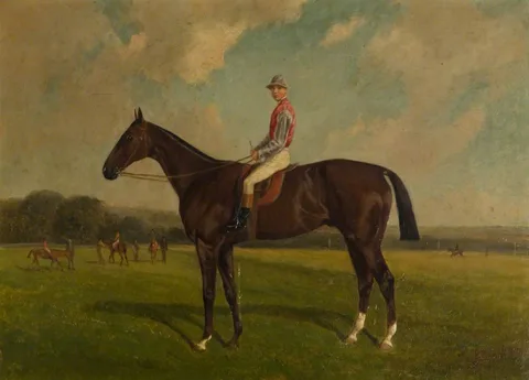 John Duval, 'Friday' with Jockey on a Racecourse
