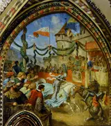 Alfred Diethe, Duke Albert of Saxony at the tournament in Pirna beats a knight from Pirna, 1483.