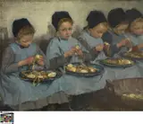 Pierre Jacques Dierckx, Orphan Girls Peeling Potatoes