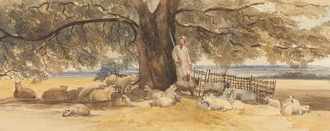 Arthur James Stark, A Shepherd with Flock Beneath a Large Tree
