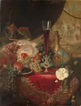 Blaise Alexandre Desgoffe, Still Life with Fruit and Venetian Glass on a Table