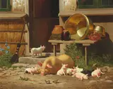 Carl Bøgh, Summer day with a sow and her piglets