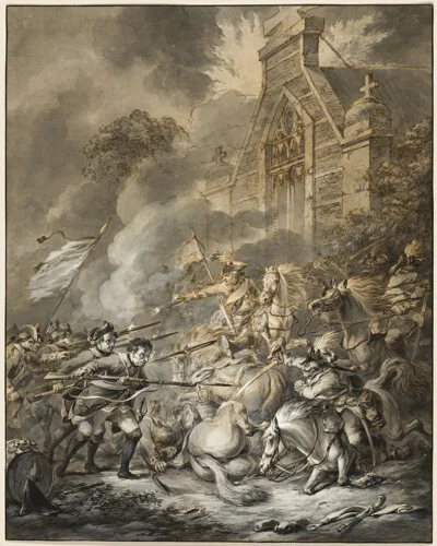 Dirk Langendijk, A Skirmish Between the Cavalry Officers and Footsoldiers with Bayonets