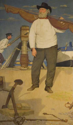 Joseph Southall, Fisherman Carrying a Sail