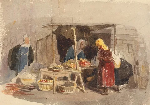 John Frederick Tayler, A Fruit Stall in a Market