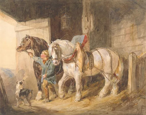 John Frederick Tayler, Stable Boy with Cart Horses
