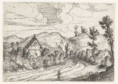 Lodewijk de Vadder, Huis omgeven door struikgewas