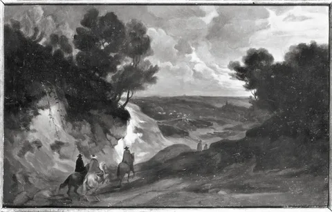 Lodewijk de Vadder, Landscape with hollow path and three riders (copy after)