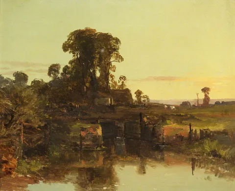 Charles Branwhite, An Old Lock on the Thames, Evening
