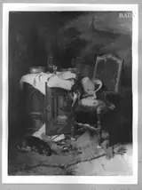 Ludwig Eibl, Still - life with hunting equipment and dog