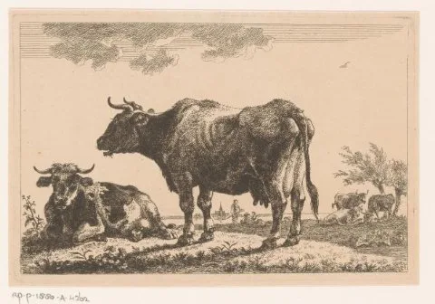 Jean-Baptiste De Roy, Twee runderen in de weide