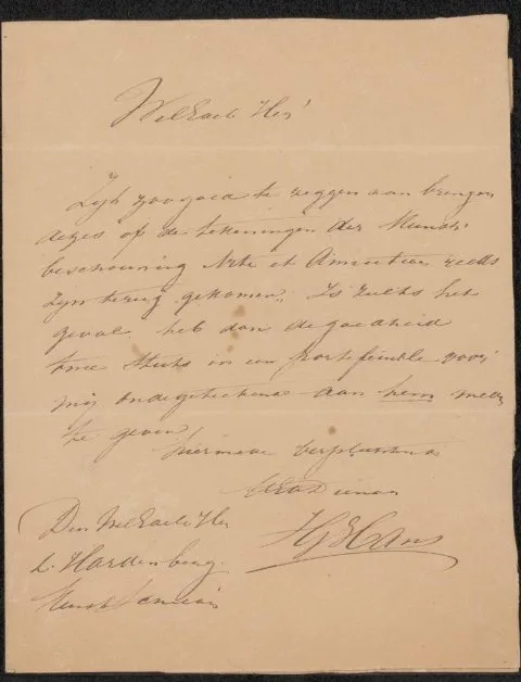 Josephus Gerardus Hans, Brief aan Lambertus Hardenberg