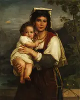 Carl Bertling, Young Roman woman with child - as Madonna Sistina