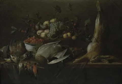 Pieter van Overschie, Still Life of Fruit and Game