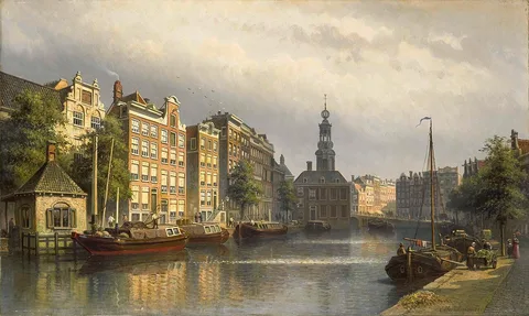 Eduard Alexander Hilverdink, The Singel, Amsterdam, looking towards the Mint