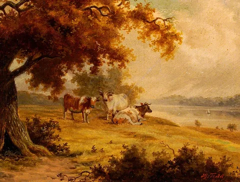 Henry George Todd, Landscape with Cattle