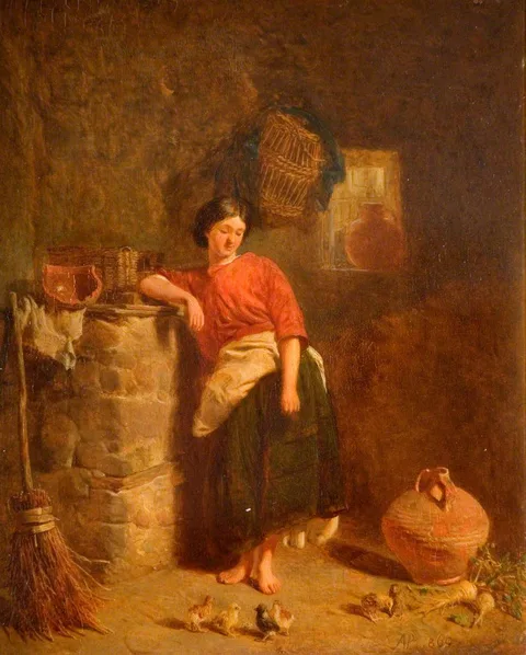 Alfred Provis, A Woman Watching Chickens