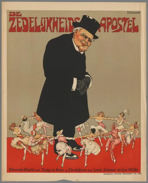 Charles Verschuuren, De zedelijkheidsapostel. Nieuwste klucht met zang en dans in 3 bedrijven door Louis Scheuer en Leo de Wilde.