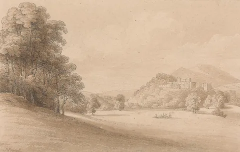 Joseph Powell, Dunster Castle, Somerset: Showing Castle in Distance