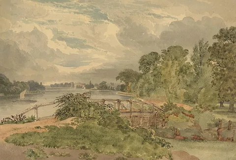 Joseph Powell, River Landscape with Lock in Foreground