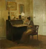 Poul Friis Nybo, Interior with a woman reading at a desk.