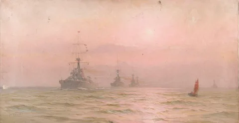 Alma Burlton Cull, HMS 'Orion' leading the 2nd Battle Squadron of the Home Fleet, 1912-14