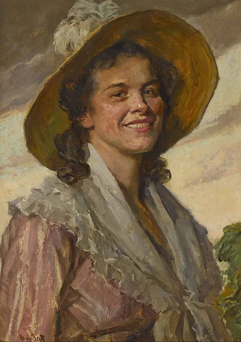 Hans Best, Young woman with big hat