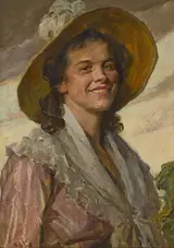 Hans Best, Young woman with big hat