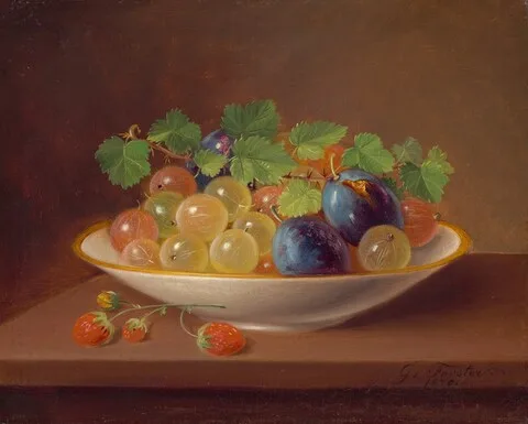 George Forster, Still Life with Fruit / Gooseberries in a Bowl