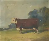 Richard Whitford, A Prize Bull in a Wooded River Landscape