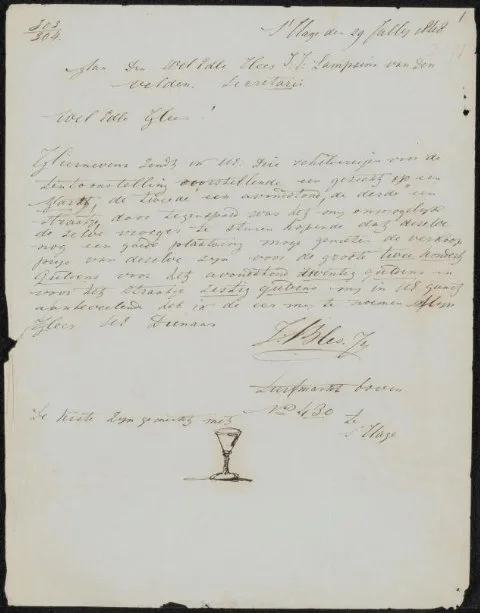 Joseph Bles, Brief aan Jan Jacob Lampsins van den Velden