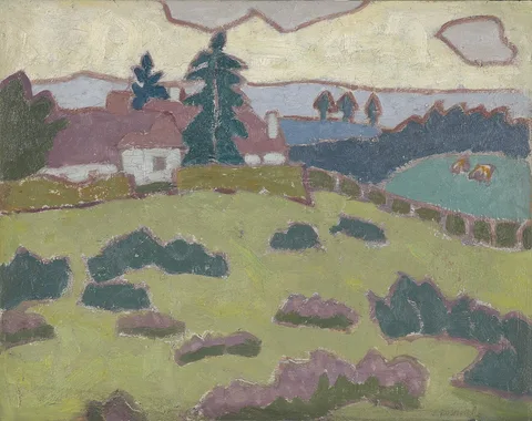 Jessica Dismorr, Landscape with Cottages