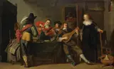 Christoffel Jacobsz van der Laemen, At the inn (Companions at a table).