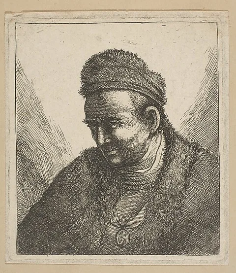 David Deuchar, Beardless Man in Fur Cloak and Cap: Bust