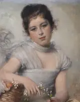 Franz Russ the Younger, Young Girl Holding a Spray of Jasmine