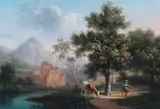 Pierre Joseph Petit, Mountainous Landscape with a Ruined Castle