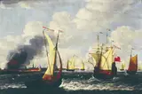 Gerrit Pompe, View of Veere with the burning Grote Kerk (1686)