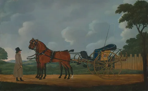 John Cordrey, A Gentleman with His Pair of Bays Harnessed to a Curricle