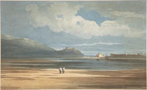 John Varley Ows, Harlech Castle across the Traeth Mawr