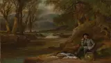 Henry Leonidas Rolfe, Fishing, Portrait of the Artist by a River