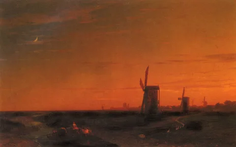 Ivan Constantinovich Aivazovsky, Landscape with Windmills