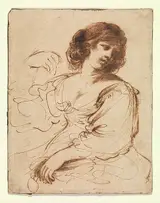 detto il Guercino Giovanni Francesco Barbieri, A Seated Young Woman Looking Over Her Shoulder