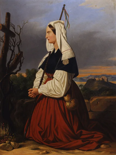 Cesare Mussini, Woman from Ciociaria kneeling in prayer